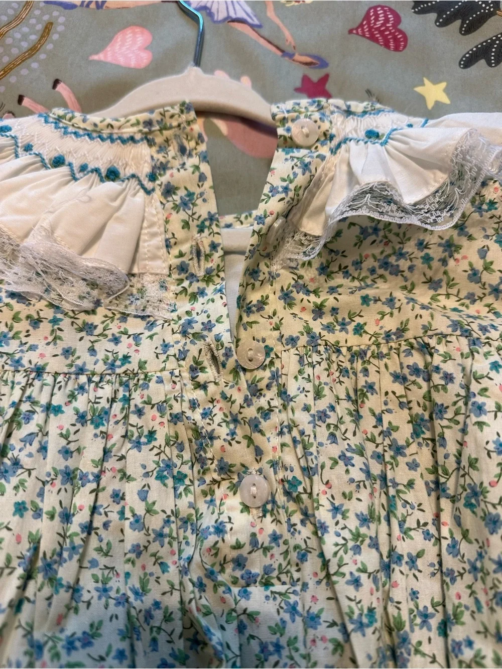 Girls 2T floral smocked & lace bubble - Cecil & Lou